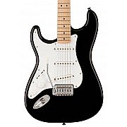 Squier Sonic Stratocaster Left-Handed Electric Guitar w/White Pickguard, Maple FB, Black