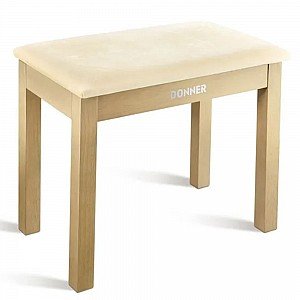 Donner Piano Bench Stool Suede Cushion Seat with Storage, Beige