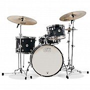 DW Design Frequent Flyer 4 pc Drum Kit with Snare Drum, Black Satin