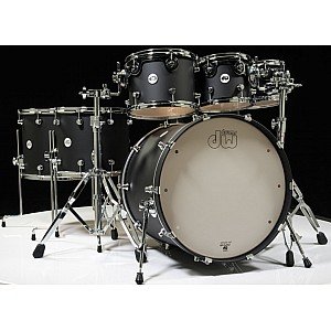 DW Design 7pc Drum Kit, Black Satin