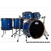 DW Collector's 7 Piece Maple SSC Drum Kit, Blue Glass with Black Nickel Hardware