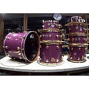 DW Collector's Purple Glass Maple Mahogany Gold Hardware 7 Piece Drumset
