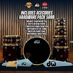 DW Collector s 7 Piece Drum Kit Maple/Mahogany Red Silk Onyx with Gold Hardware 5000