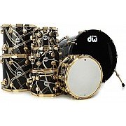 DW Collector's 7 Piece Drum kit, Smoke Glass Contrails Finishply