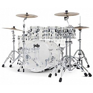 PDP Concept Acrylic 7 Piece Drum Set Clear with Chrome Hardware
