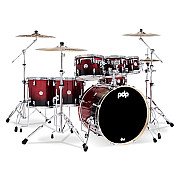 PDP Concept Maple PDCM2217RB Red to Black Fade Lacquer  7 Piece Drum Set with Double Pedals