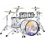 PDP 25th Anniversary 5 Piece Drumset, Clear Acrylic with Walnut stained Hoops