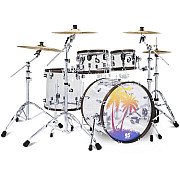 PDP 25th Anniversary 5 Piece Drum Set, Clear Acrylic with Walnut stained Hoops