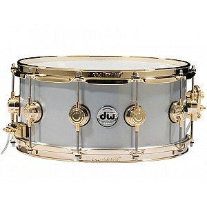 DW Collector s DRVM6514SVG Rolled Aluminum 14x6.5 inch Snare Drum with Gold Hardware