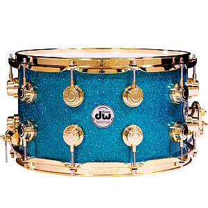 DW Collector s DRX10814SSG083 SSC Maple Snare Drum w/ Gold Hardware, Teal Glass