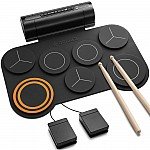 Donner DED 20 Electronic Drum Pad with 7 Pads Electric, Roll Up Quiet Drum and Built-in Speaker