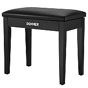 Donner Piano Bench Stool Suede Cushion Seat with Storage, Black