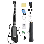 Donner HUSH C Acoustic Electric Nylon String Classical Headless Travel Guitar, Black
