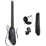 Donner HUSH I Portable Ultra Light, Black and Silent Acoustic Electric Guitar with Gig Bag 