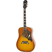 Epiphone Dove Studio Solid Top Fishman Sonitone Acoustic Electric Guitar, Vintage Brown Sunburst