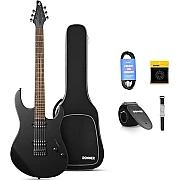 Donner DMT 100B Solid Body Electric Guitar, Black Matte Finish for Beginner Kits with Bag, Strap, Cable