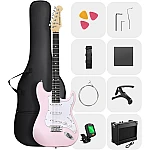 Donner DST 80 Classic SSS Pickup Electric Guitar Complete, Shell Pink