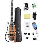 Donner HUSH X Electric Guitar Headless Kit for Travel, Natural