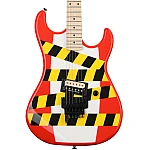 Kramer Baretta Custom Graphics Danger Zone Electric Guitar, Warning Tape on White Red