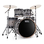 Natal Arcadia Poplar 22'' 5 Piece Drum Set, Black Silver Sparkle