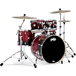PDP Concept Maple PDCM2215RB Red To Black Sparkle Fade Lacquer 5 Piece Drum Set