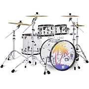 PDP 25th Anniversary 5 Piece Drum Set, Clear Acrylic with Walnut stained Hoops