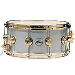 DW Collector's DRVM6514SVG Rolled Aluminum 14x6.5 inch Snare Drum with Gold Hardware