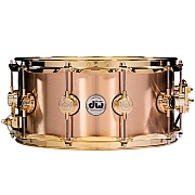 DW Collector's DRVP6514SPG Copper Polished 14x6.5 inch Snare Drum, Gold Hardware