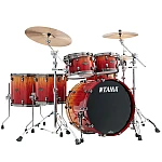 Tama Starclassic Walnut/Birch 6 Piece Limited Edition Drum Set, Vermillion Bosse Fonce Fade