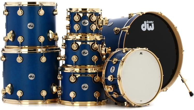 Jual Dw Collector S 7 Piece Drum Kit Gold Hardware Blue 