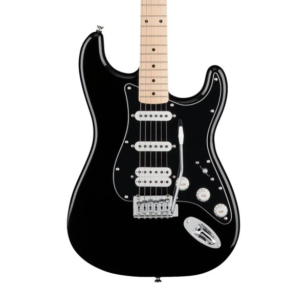Squier FSR Affinity Series HSS Stratocaster Electric Guitar Maple FB Black