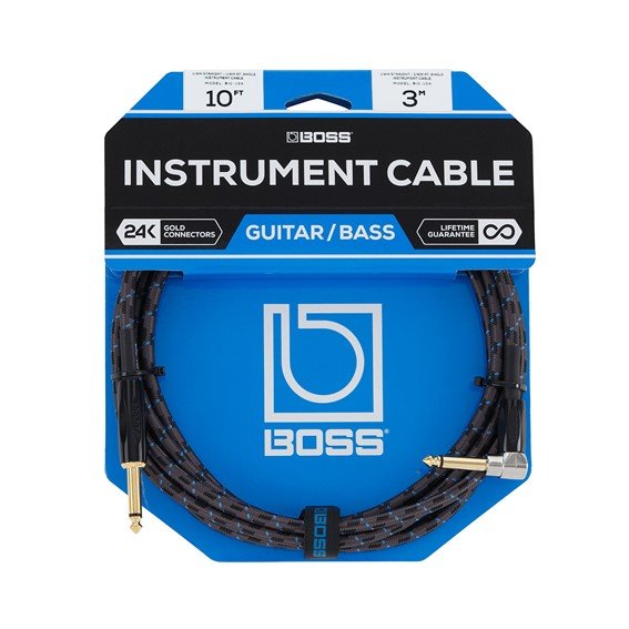 Boss BIC 10A Straight to Right Angle Instrument Cable Boss BIC 10A Straight to Right Angle