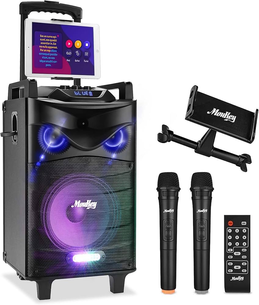 Moukey MTs10-2 10 inch Karaoke Machine Portable PA Trolley Speaker with Bluetooth and 2 Mi Moukey MTs10-2 10 inch Karaoke Machine Portable PA Trolley Speaker with Bluetooth and 2 Mic - Gambar 1