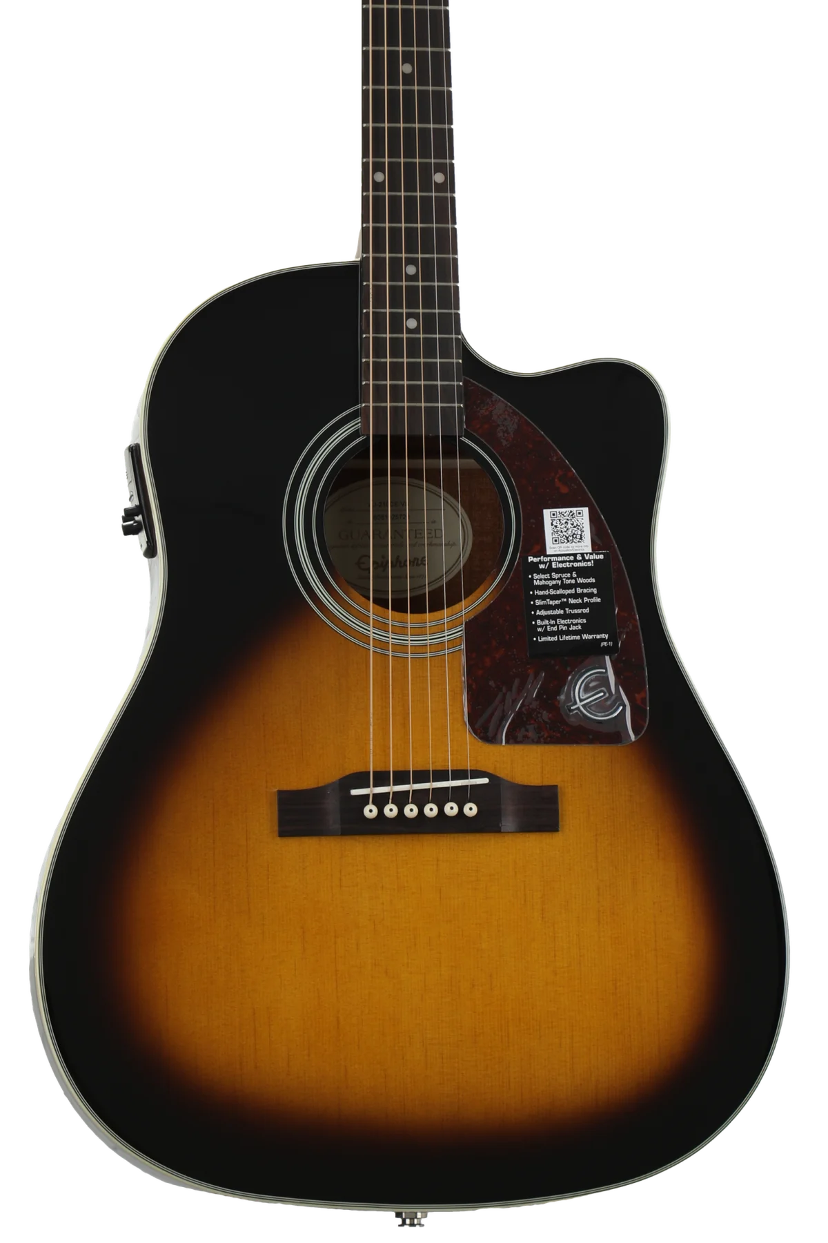 Epiphone AJCE Deluxe String RH Acoustic Electric Guitar with Case Sunburst Epiphone AJCE Deluxe String RH Acoustic Electric Guitar with Case Sunburst