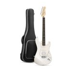 Donner DST 152W White Electric Guitar Kit HSS Pickup Coil with Amplifier, Bag, Accessories