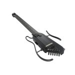 Donner HUSH C Acoustic Electric Nylon String Classical Headless Travel Guitar Black