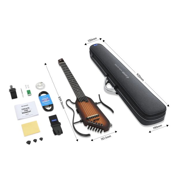 Donner HUSH C Acoustic Electric Nylon String Classical Headless Travel Guitar Sunburst