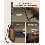 Donner HUSH C Acoustic Electric Nylon String Classical Headless Travel Guitar Sunburst