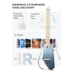 Donner HUSH I PRO Acoustic Electric Travel Guitar Kit with Sound Effects, Hawaiian Blue 2