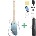 Donner HUSH I PRO Acoustic Electric Travel Guitar Kit with Sound Effects, Hawaiian Blue 5