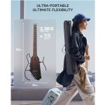Donner HUSH I PRO Acoustic Electric Travel Guitar Kit with Sound Effects, Maillard Fade 1