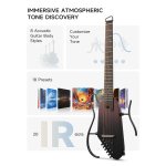 Donner HUSH I PRO Acoustic Electric Travel Guitar Kit with Sound Effects, Maillard Fade 4