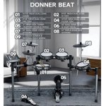 products donner beat electric drum set with 5 drums and 3 cymbals a156825