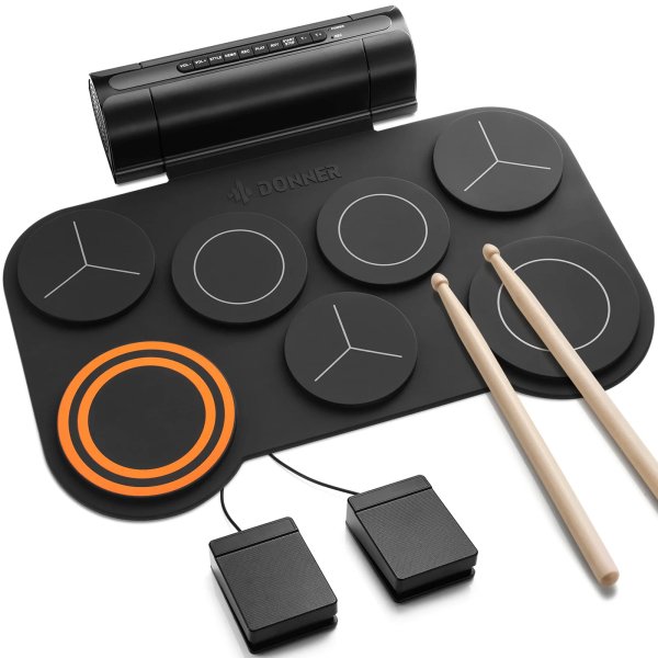 products donner ded 20 electronic drum pad with 7 pads electric roll up quiet drum and built in speaker a154525