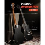 products donner dlp 124b solid body electric guitar kit black with bag strap cable for beginner a166617