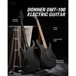 products donner dmt 100b solid body electric guitar black matte finish for beginner kits with bag strap cable a162822