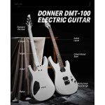 products donner dmt 100w solid body electric guitar matte finish for beginner kits with bag strap cable a166621