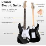 products donner dst 100b electric guitar for beginner kit black solid body hss pick up with all accessories a166630