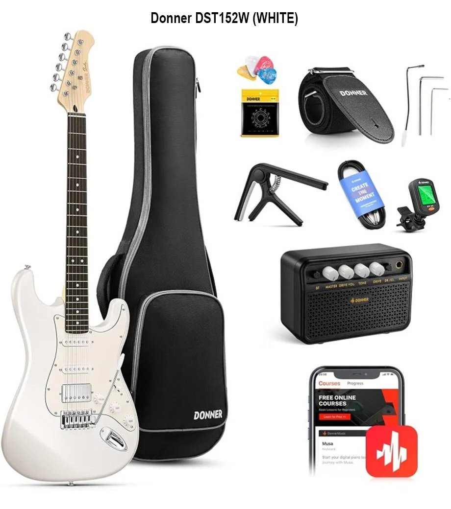 products donner dst 152w white electric guitar kit hss pickup coil with amplifier bag accessories a156173 products donner dst 152w white electric guitar kit hss pickup coil with amplifier bag accessories a156173