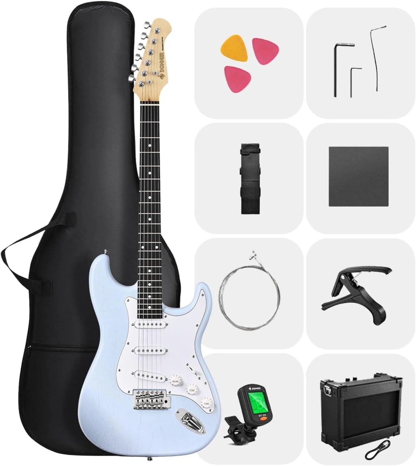 products donner dst 80 classic sss pickup electric guitar complete sonic blue a156620 products donner dst 80 classic sss pickup electric guitar complete sonic blue a156620